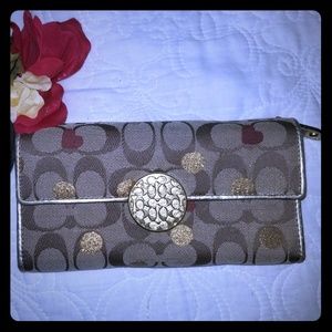 Authentic gold and hearts Coach wallet